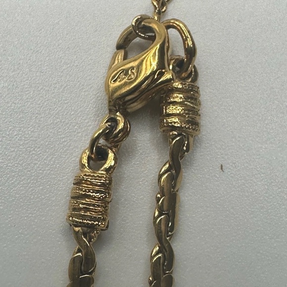 Vintage Attwood & Sawyer A&S Gold Tone Rope Pendant Necklace Rhinestone UK FLAWS - Picture 6 of 14